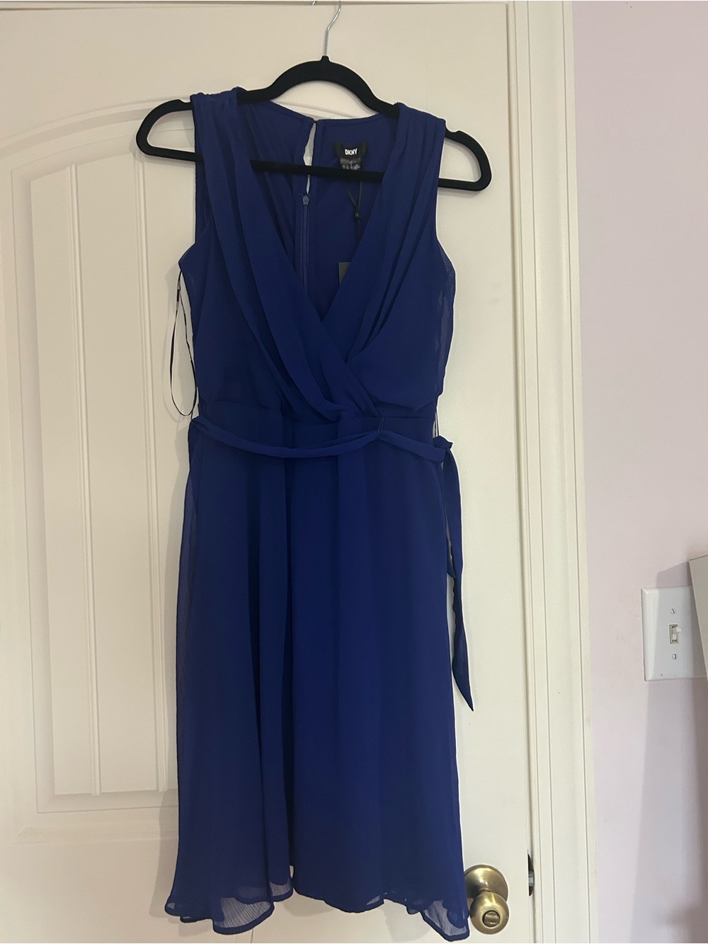 DKNY Sleeveless Wrap-Front Midi Dress - Royal Blue